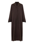 A sleek plain abaya with a collar design, available in black, grey, beige, deep green, and dark brown, crafted for elegance and comfort in sizes 50-60. Includes a complimentary hijab.