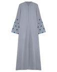 LINEN BLUE BUTTERFLY DESIGN ABAYA