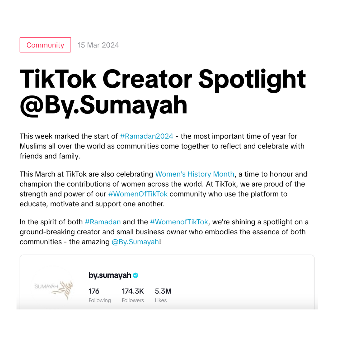 TikTok Creator Spotlight @By.Sumayah