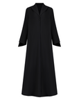 
A sleek plain abaya with a collar design, available in black, grey, beige, deep green, and dark brown, crafted for elegance and comfort in sizes 50-60. Includes a complimentary hijab.