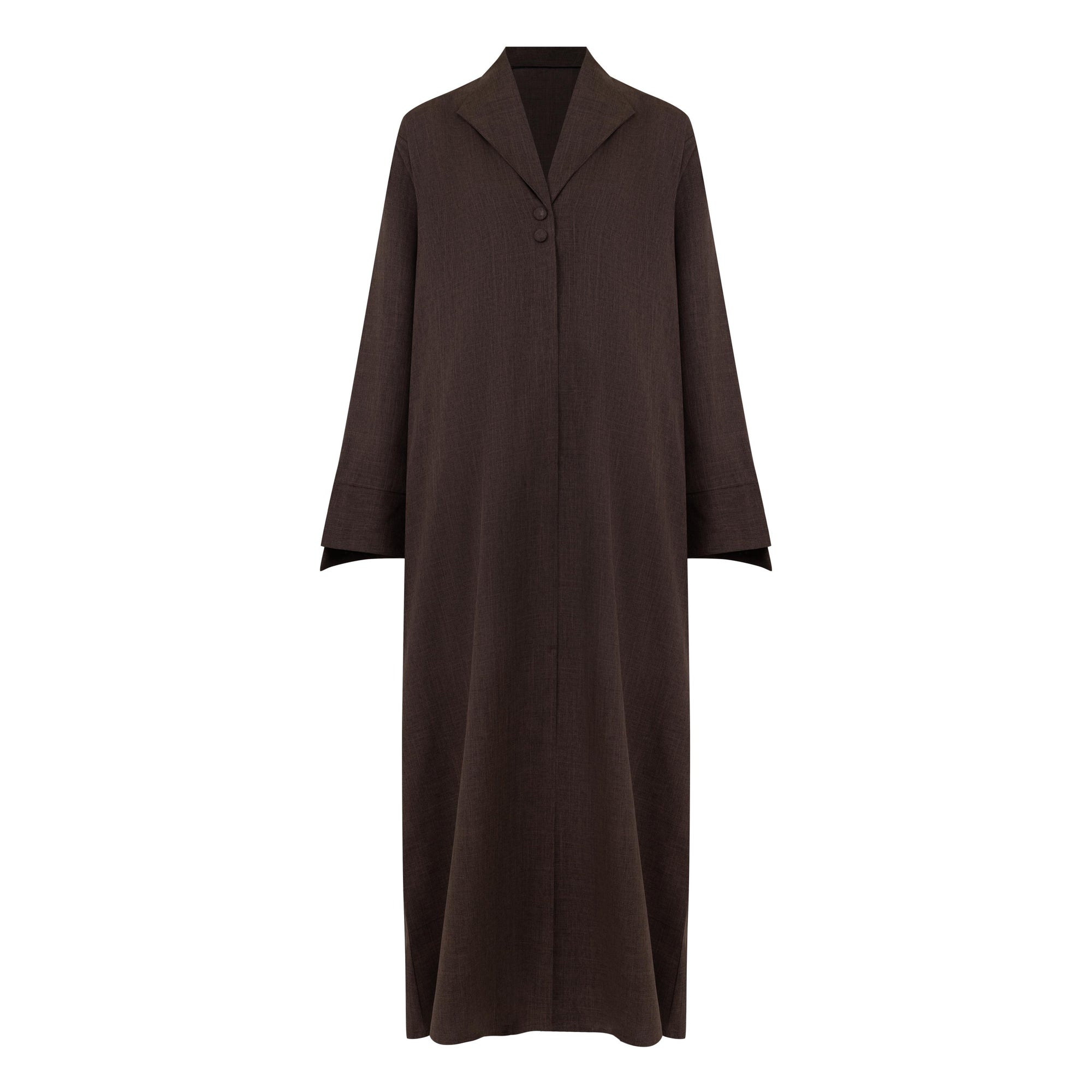 
A sleek plain abaya with a collar design, available in black, grey, beige, deep green, and dark brown, crafted for elegance and comfort in sizes 50-60. Includes a complimentary hijab.