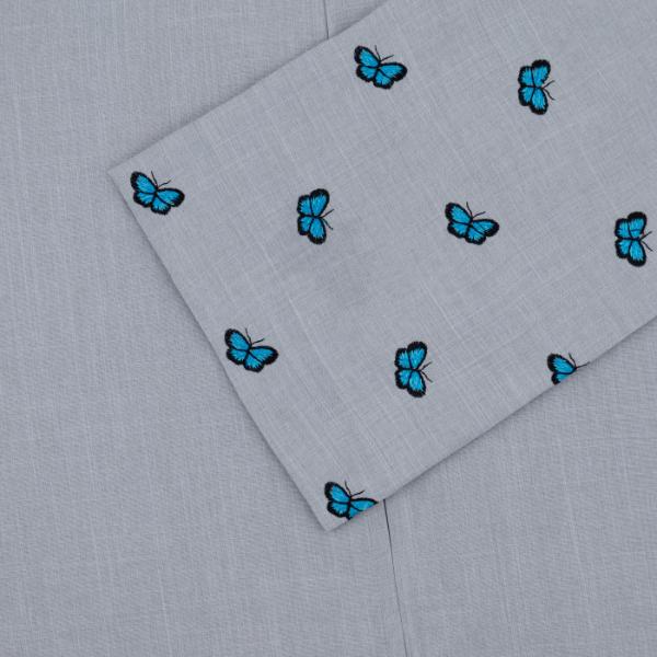 LINEN BLUE BUTTERFLY DESIGN ABAYA